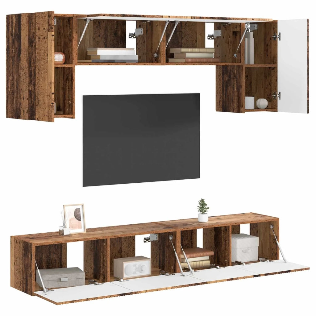 Set mobile TV 4 pcs Legno vecchio Legno multistrato