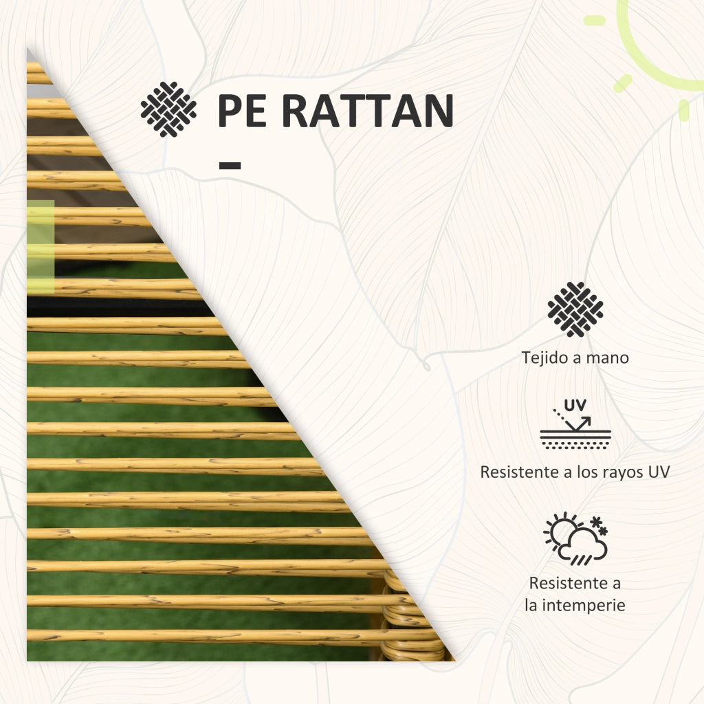 Tavolo da pranzo con vetro e 2 sedie in rattan ¨C zephmum ¨C nero e naturale 90x90x75 cm