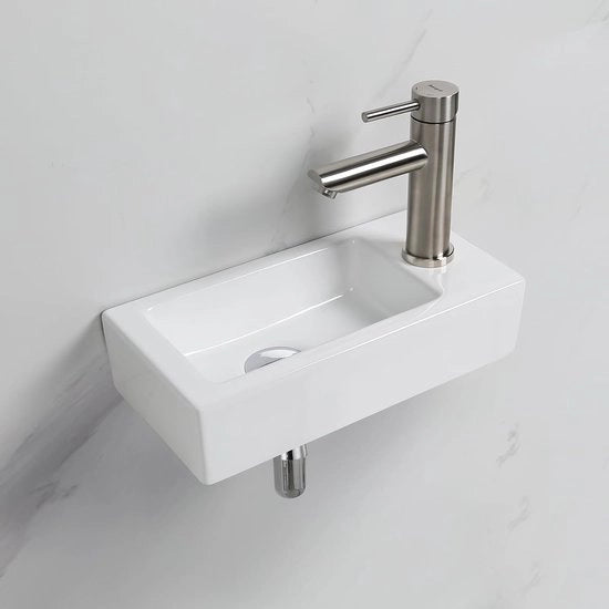 Wastafello da parete, 29x20,5x9 CM, pulizia e installazione semplice, adatto per la stanza da bagno, bianco, materiale ceramico