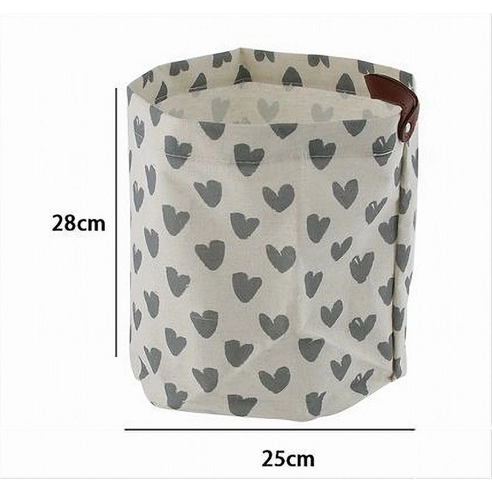 Trade Shop - Cesto Porta Oggetti Cuori Grigi In Tessuto Con Manico Bagno Cucina 25x28cm 10613 -
