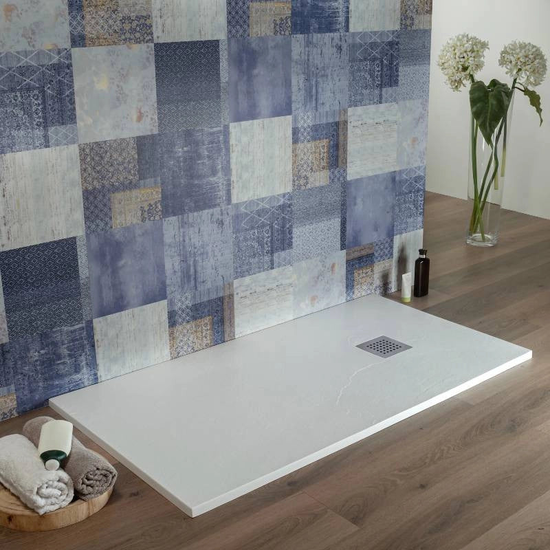 Piatto Doccia Marmoresina 90x100 cm Bianco Ultra Slim Effetto Pi