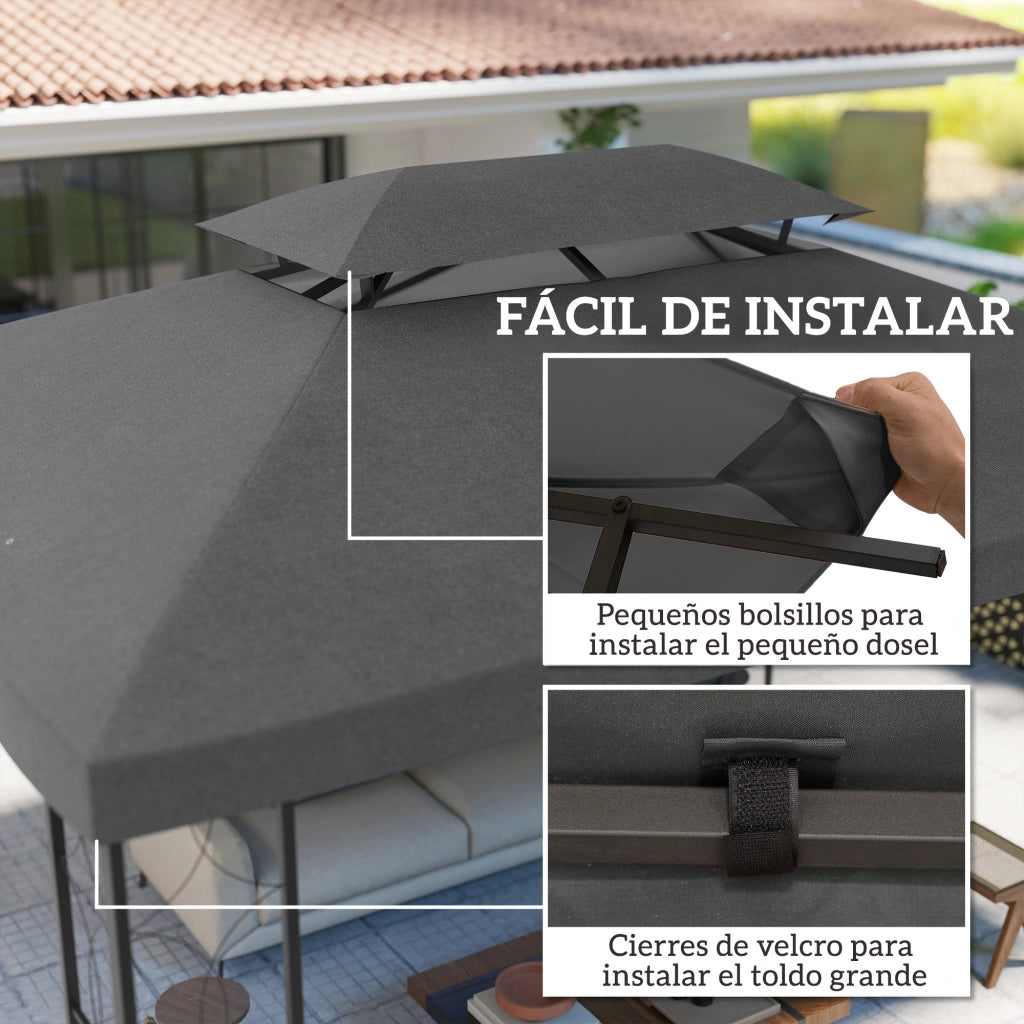 Toldo 4x3 m ¨C zephmum ¨C Grigio con Protezione UV e Drenaggio