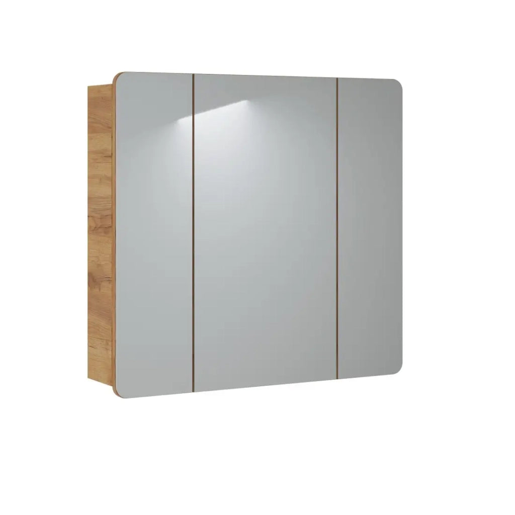 Mobile bagno ERBANO – Rovere chiaro – 80x75 cm – 3 porte con specchi – Da appendere
