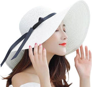 Ombrello per donne con grande bordo, cappello pieghevole per abbigliamento da spiaggia con protezione solare UPF 50+