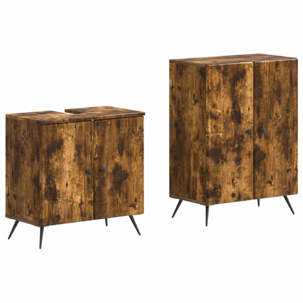 Set di Armadi da Bagno da 2 Pezzi BREDA Rovere Fumo 3417644