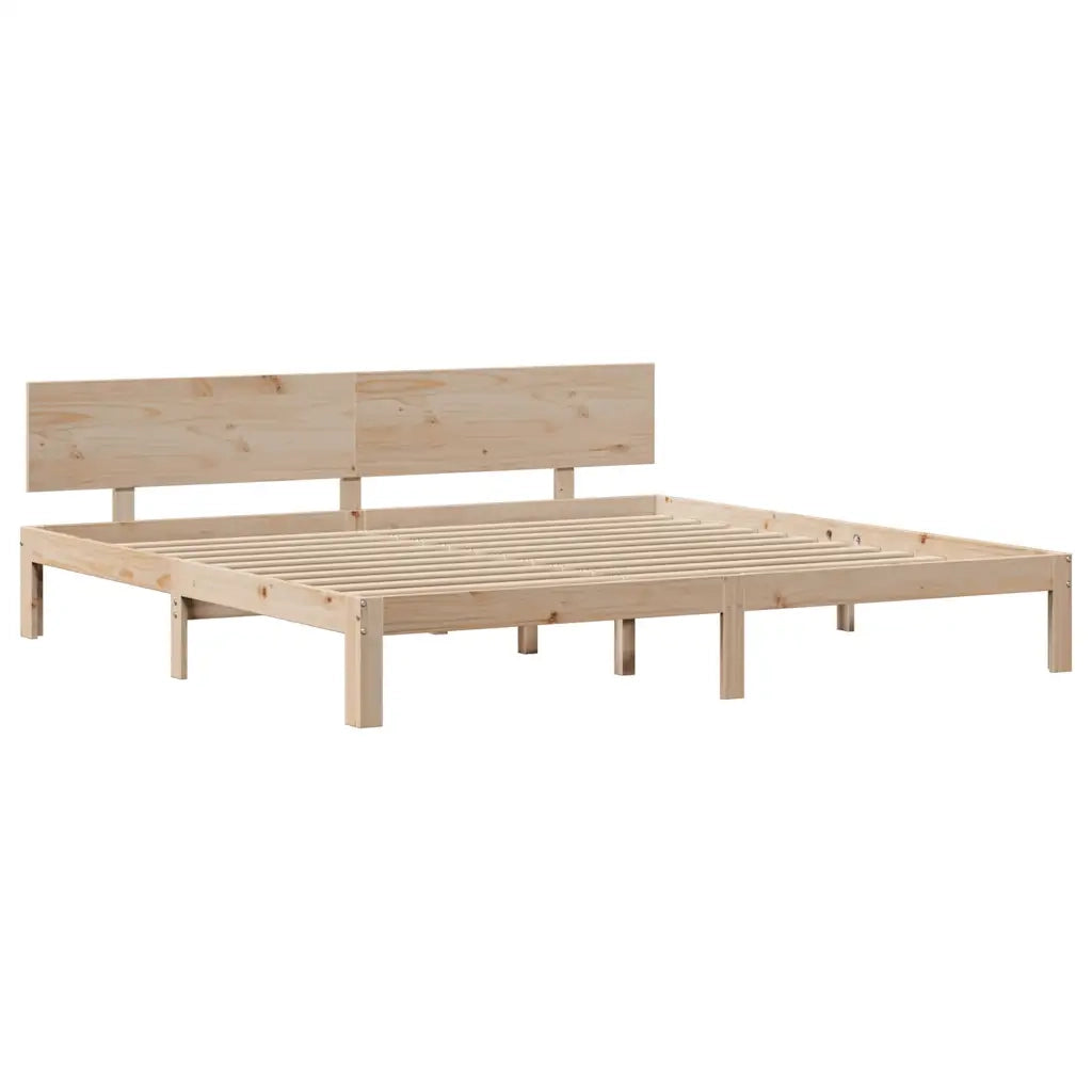 Letto matrimoniale | Letto per adulti | Giroletto con Testiera 200x200 cm in Legno Massello di Pino