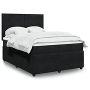 vidaXL Giroletto a Molle con Materasso Nero 140x200 cm in Velluto