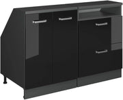 Set di mobili sottotetto Rion, Antracite lucido, 140 cm Set di 2 carcasse armadio profondità 60 cm, adatto per il salvaspazio sotto tetti spioventi
