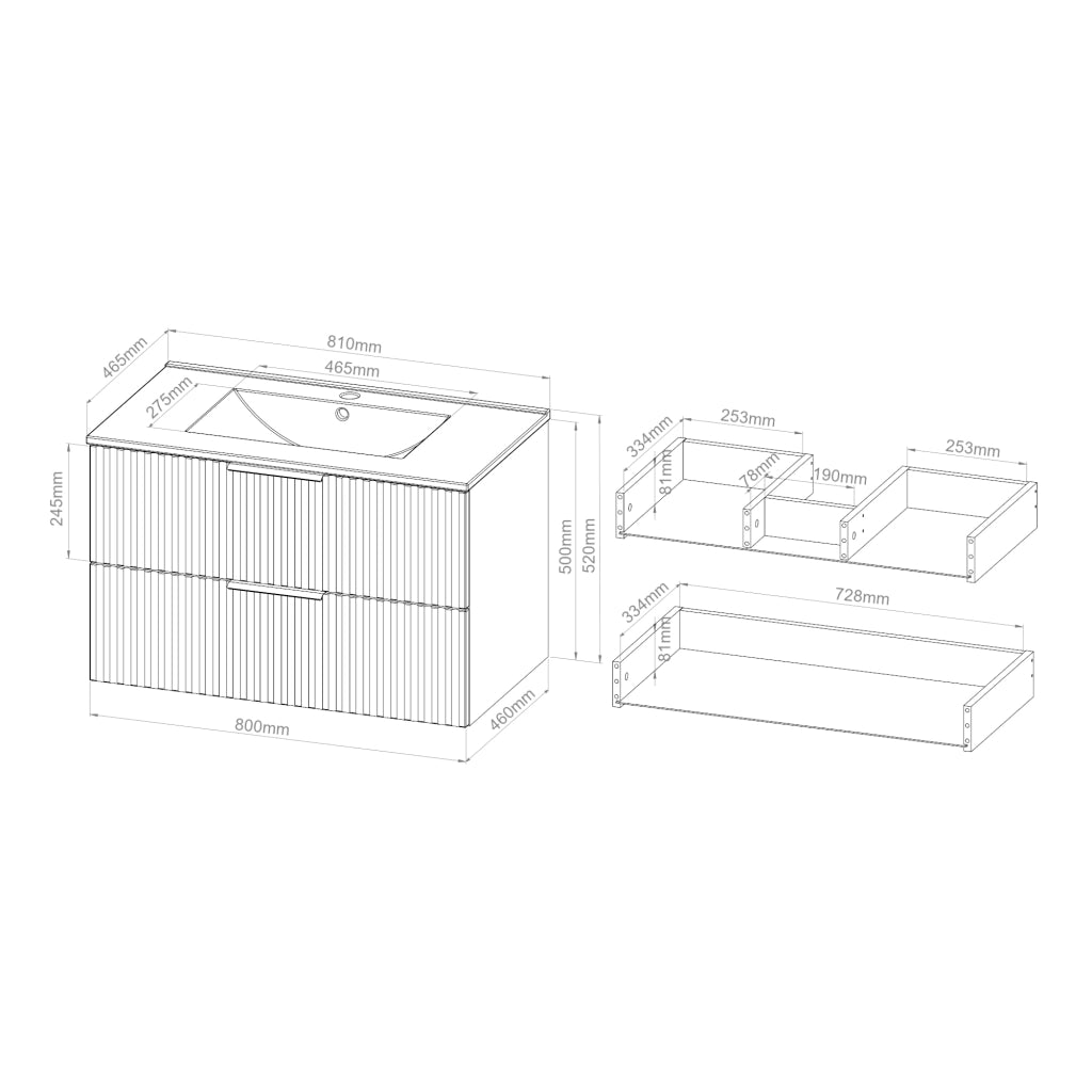 Mobile Sottolavabo Veppenssan con Lavabo e 2 Cassetti 81x47x52 cm - Effetto Rovere [en.casa]