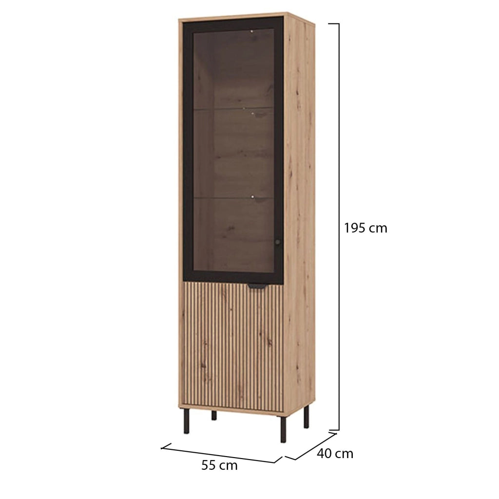 Mobile Espositore Sorisole, Vetrina 4 Ripiani, 54.5x40x195h cm Marrone Rovere Nodi