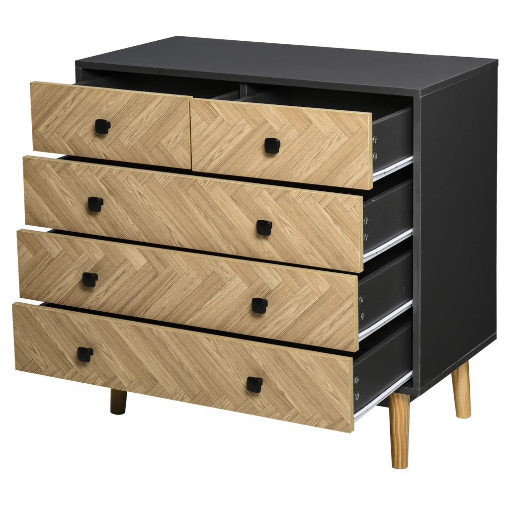 Cassettiera con 5 Cassetti in Legno Massello ¨C Minimal ¨C Grigio Scuro 80x40x80