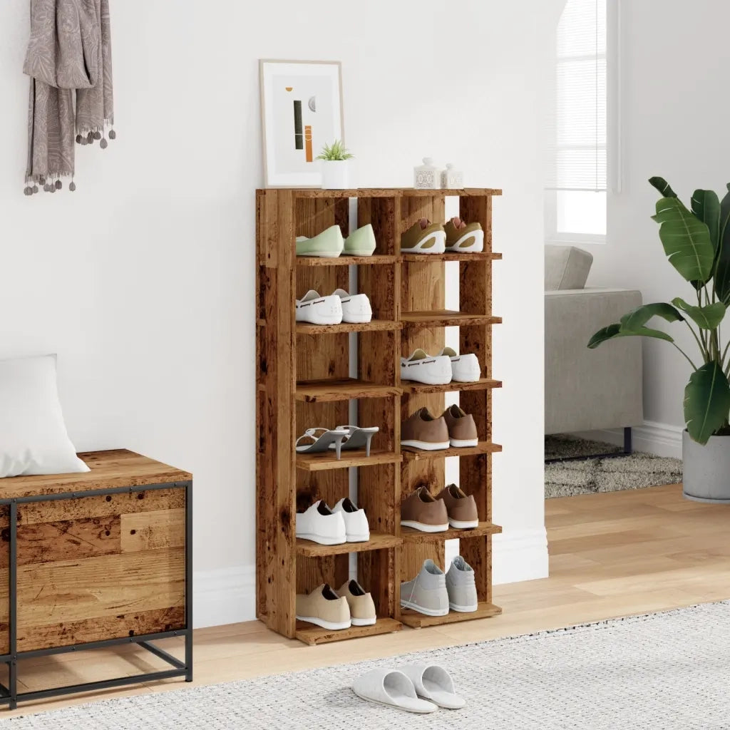 Scarpiere 2 pz | Mobile per scarpe Legno Antico 28x27x102 cm in Legno Multistrato