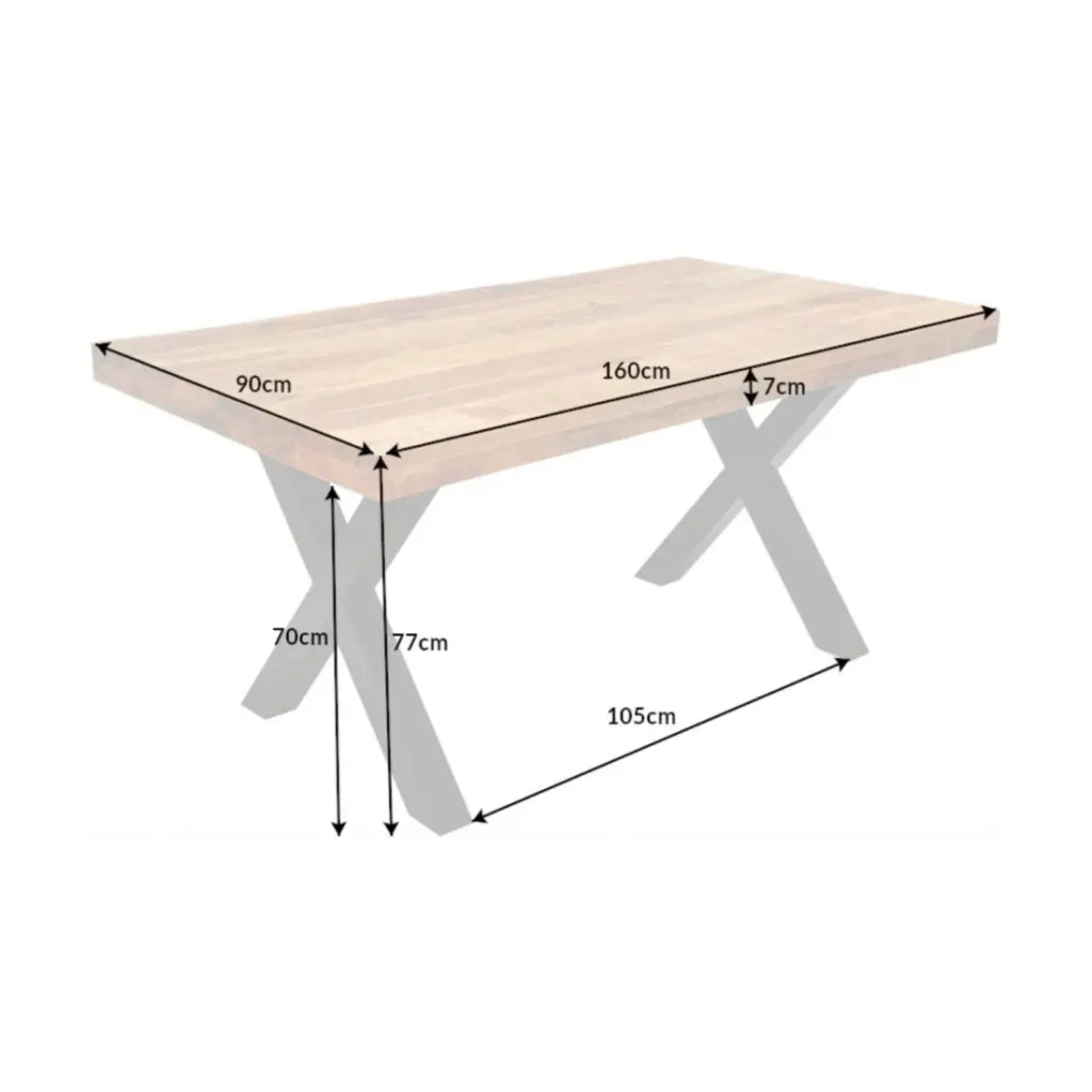 Tavolo da pranzo LODEN - Legno massiccio di mango verniciato - 160 cm - Stile industriale