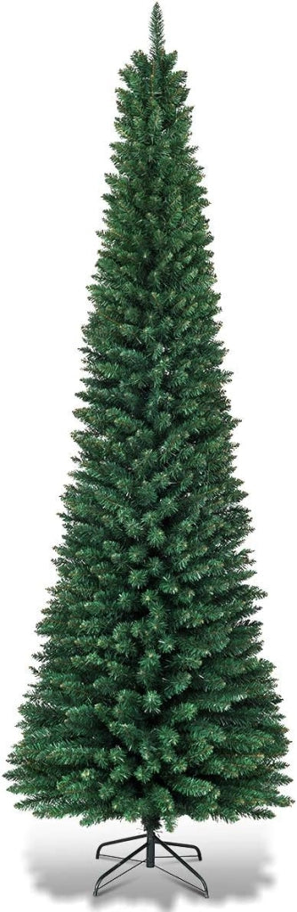 Albero di Natale Slim 150/180/210/240/270 cm, Albero di Natale Artificiale con 220/400/700/1000/1500 Rami e Base in Metallo, Decorazioni Natalizie per Casa e Negozio (210 CM)