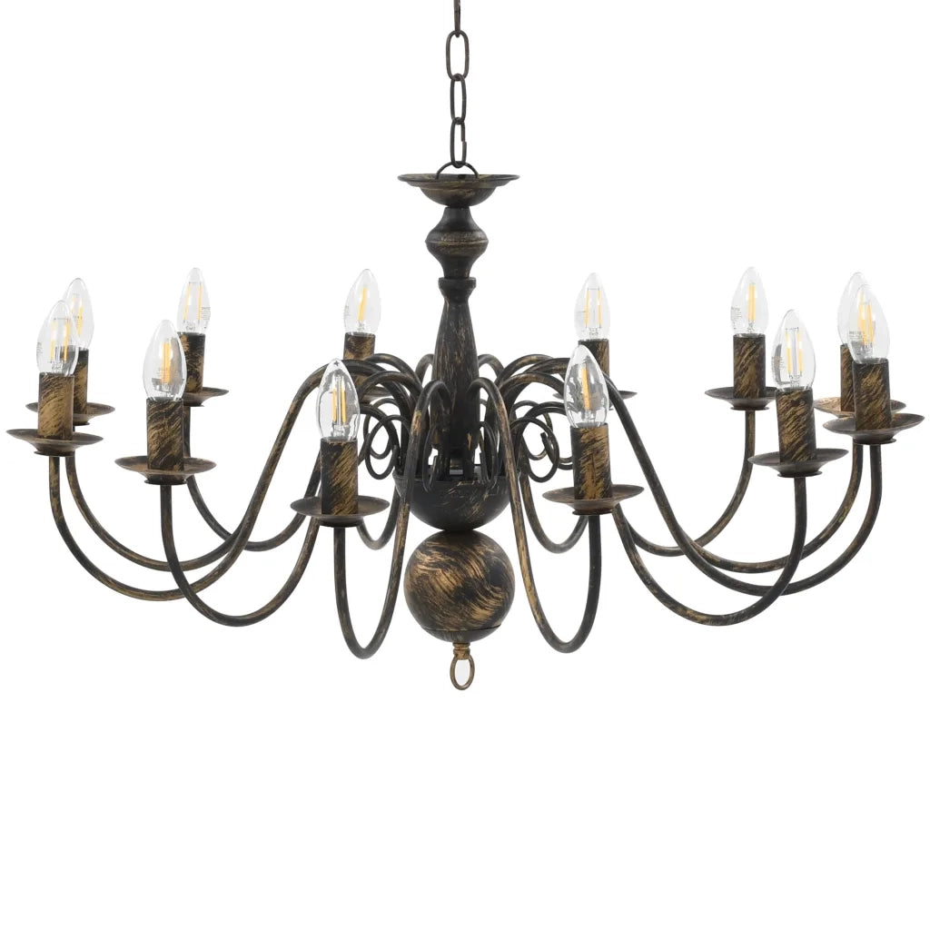 Candelabro Stile Anticato Nero 12 Lampadine E14 CFW8175109