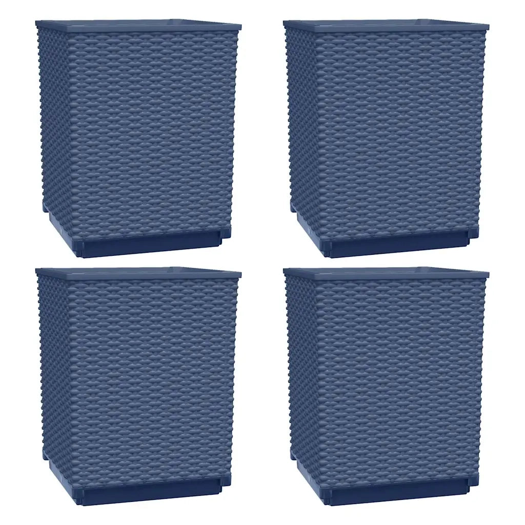 Fioriere 4 pz Grigio Blu 30x30x37 cm in Polipropilene 364185