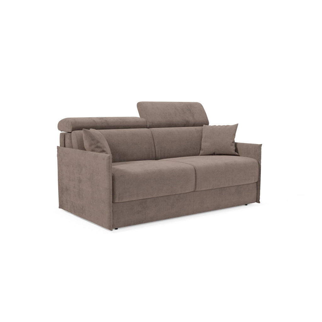 Miryam Divano letto con poggiatesta reclinabili e comfort maxi - design compatto in morbido tessuto smacchiabile T31 169 cm marrone