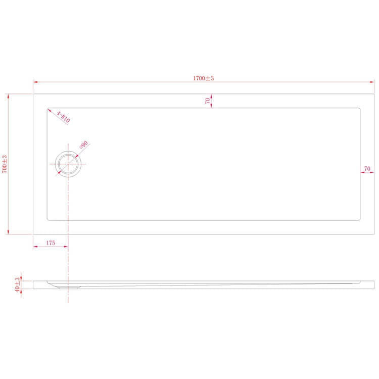 Piatto Doccia 80x170 cm in Acrilico Fosterberg Floret Bianco Lucido