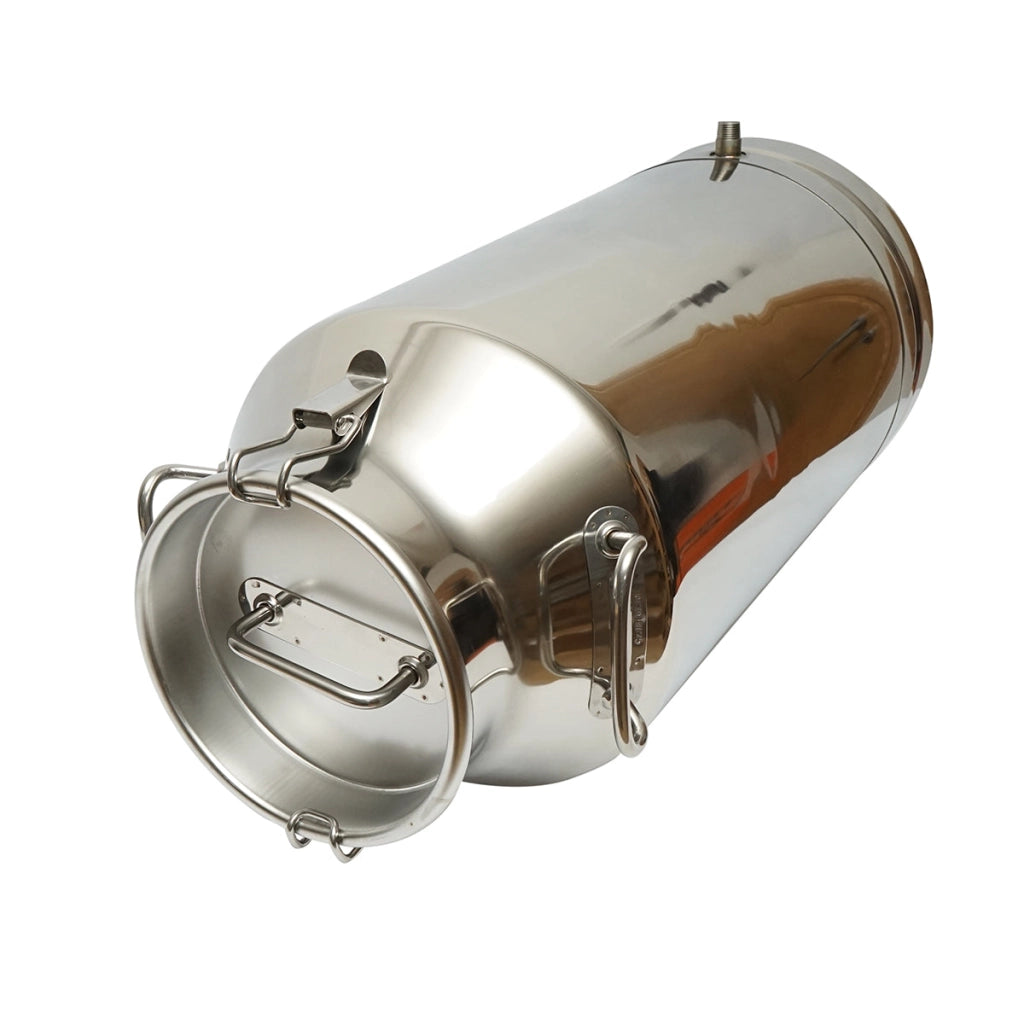 Brocca per latte in acciaio inox con coperchio da 50 litri con rubinetto per mungitrice per mucche Breckner Germany