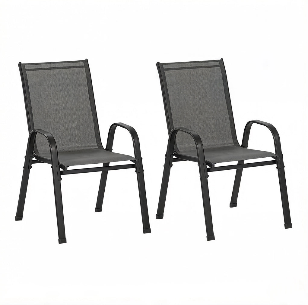 Sedie da giardino impilabili con schienale alto; 55 x 92 x 65 cm; metallo e poliestere; grigio scuro