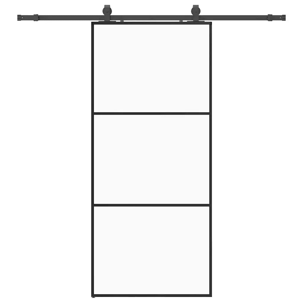 Porta Scorrevole con Ferramenta Nera 90x205 cm in Vetro ESG