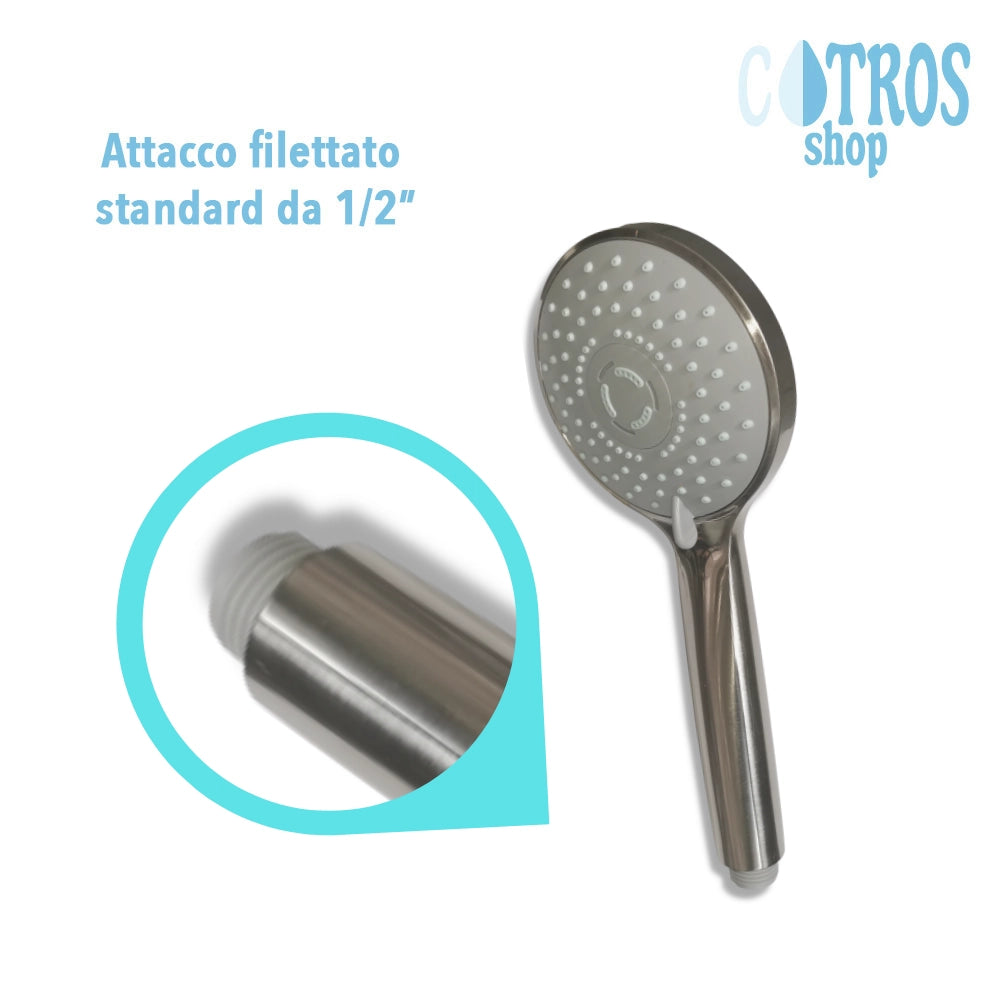 Doccetta nickel spazzolato 3 getti ugelli sistema anticalcare