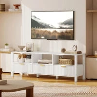 Mobile TV con 3 cassetti e 3 ripiani aperti, 152x39,5x50cm, Bianco