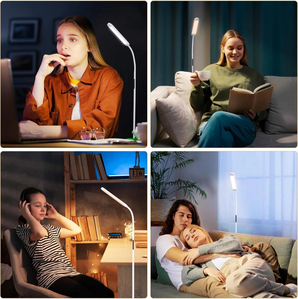 ZMH Lampada da terra LED bianca 11W flessibile 360° per soggiorno divano