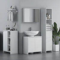 Mobile Sottolavello da Bagno 60x30x60cm 2 Ante Decorate Bianco
