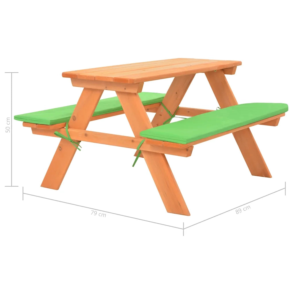 Tavolo e Panche da Picnic 89x79x50 cm Legno Massello di Abete CFW2792197