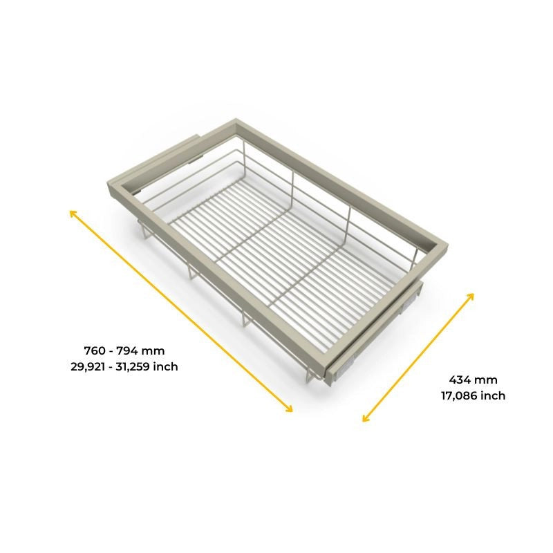 Kit di cestello in filo e telaio a scorrimento con chiusura ammortizzata per armadio, regolabile, modulo 800 mm, Nero ..