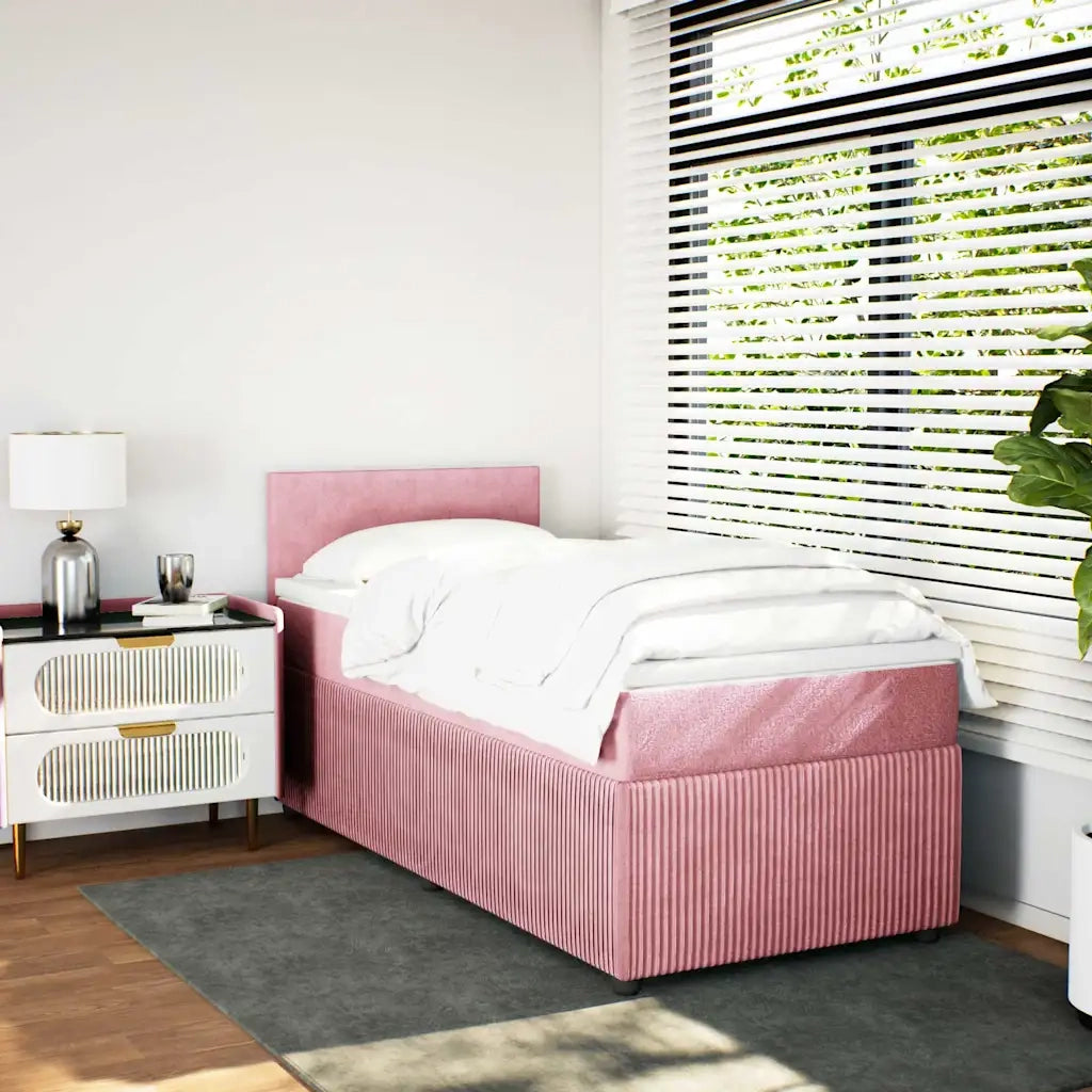 Giroletto a Molle con Materasso Rosa 90x200 cm in Velluto 3287637