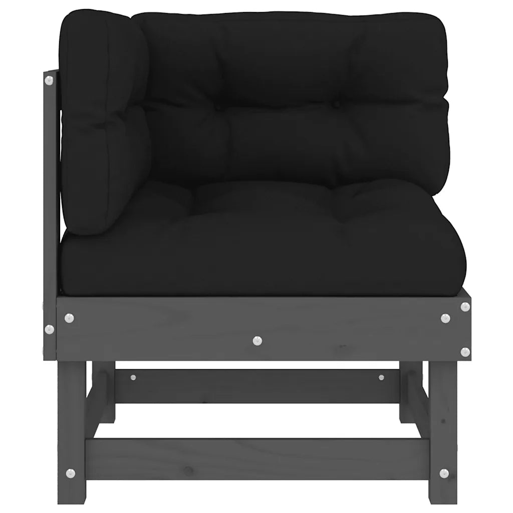 Divani Angolari con Cuscini 2 pz Legno Massello di Pino Grigio 825452