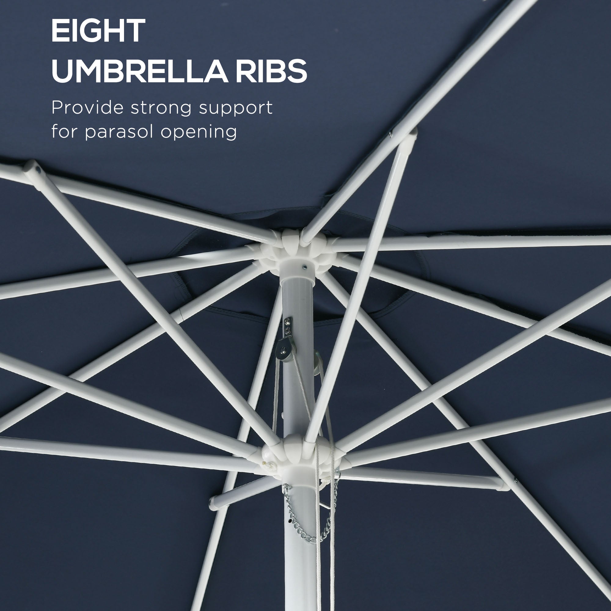 Ombrellone da Giardino ad Altezza Regolabile Ø2,92x2,42m in Metallo e Poliestere Blu Scuro