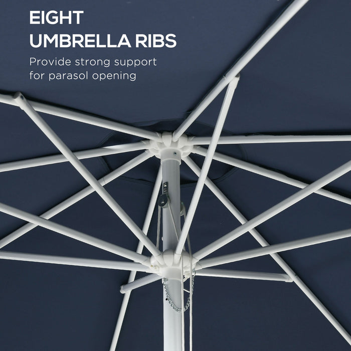 Ombrellone da Giardino ad Altezza Regolabile Ø2,92x2,42m in Metallo e Poliestere Blu Scuro