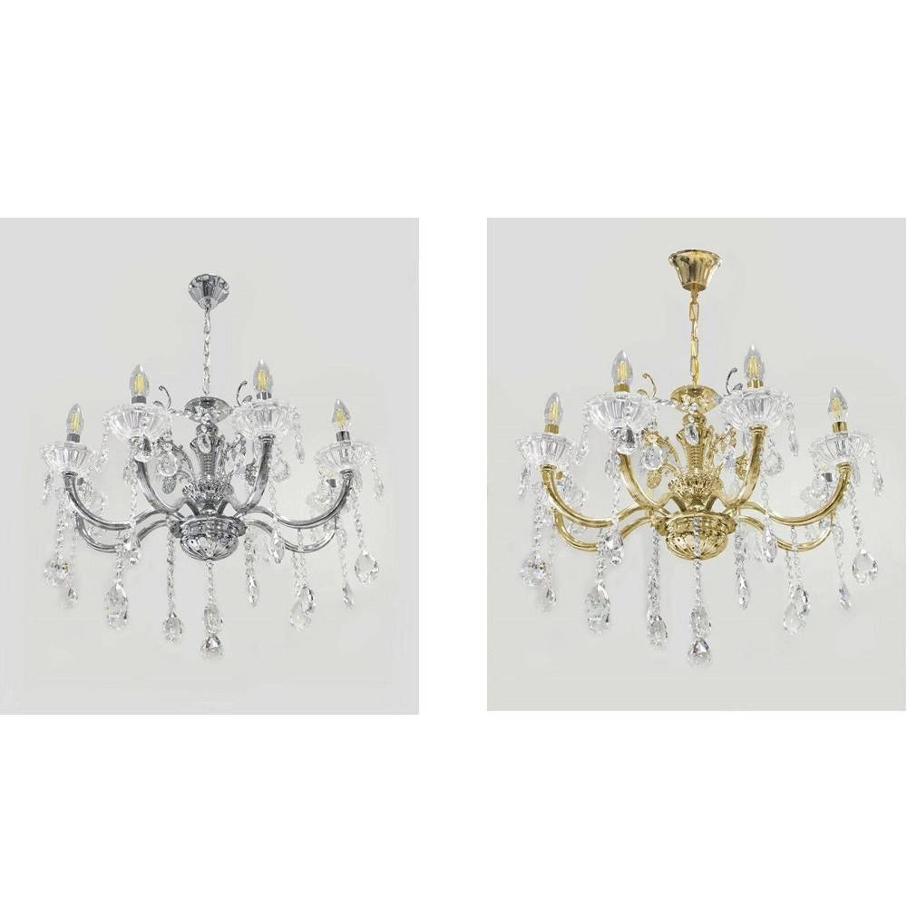 Trade Shop - Lampadario Soffitto 6 Bracci Sospensione Plafoniera Sfere Cristalli Pendenti A18 -