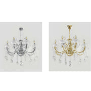 Trade Shop - Lampadario Soffitto 6 Bracci Sospensione Plafoniera Sfere Cristalli Pendenti A18 -