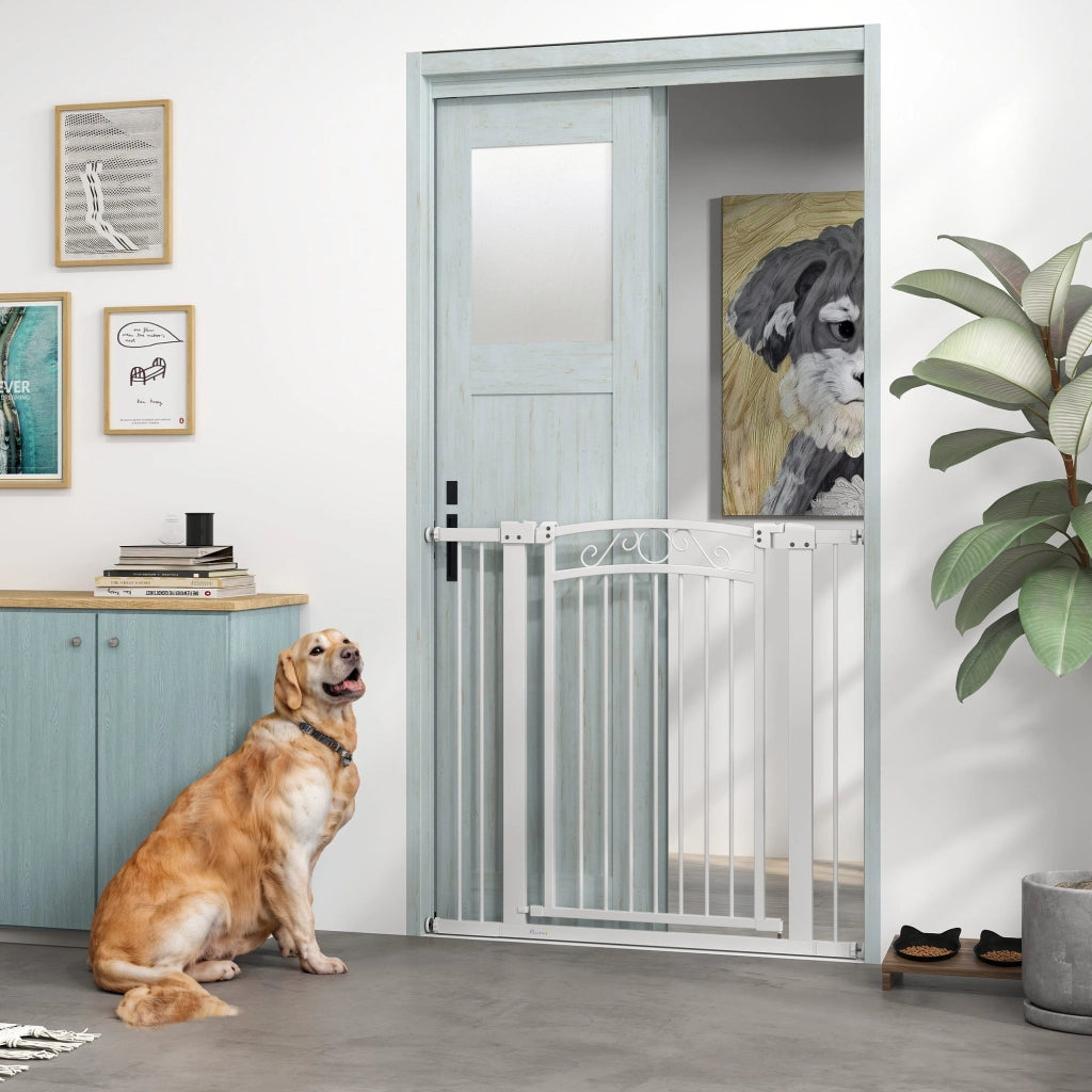 Barriera per Cani Porta con Larghezza Regolabile 76-104 cm ¨C zephmum ¨C Bianco