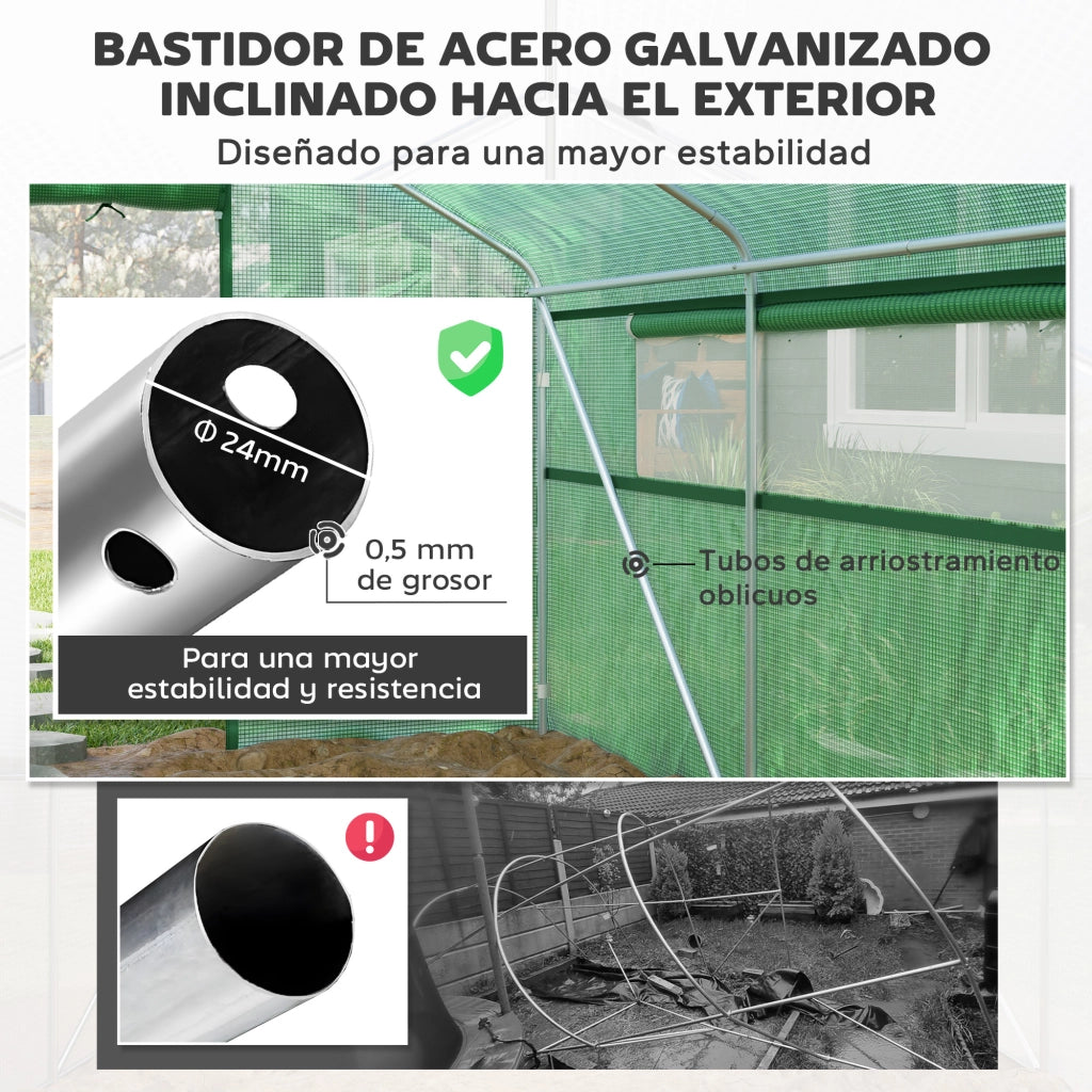 Serra Tunnel 4x3x2 m ¨C zephmum ¨C Verde con 2 Finestre e 1 Porta a Cerniera
