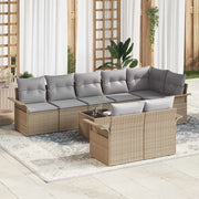 Set Divano da Giardino con cuscino 9 pcs Beige Poly Rattan 3345420