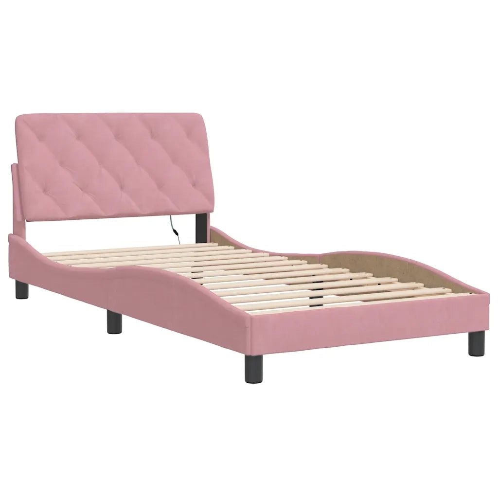 Giroletto con LED senza Materasso Rosa 100x200 cm in Velluto 3213842