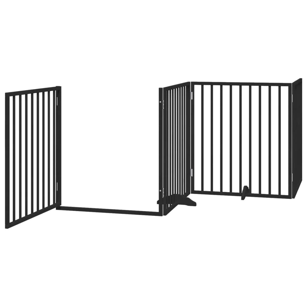 Cancelletto di sicurezza per animali domestici porta pieghevole 12 pannelli legno di pioppo nero 02_0023187