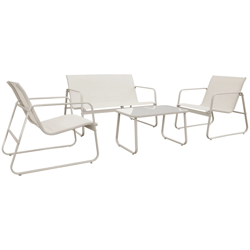 Set di mobili da giardino a 4 posti in textilene beige TENERIFE