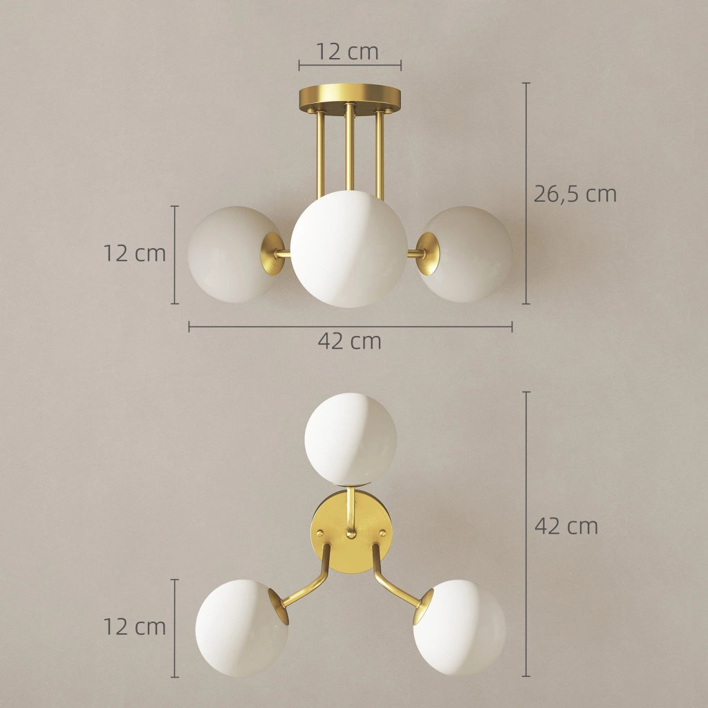 Plafonnier LED 3 luci ¨C zephmum ¨C 42x42x26.5 cm dorato