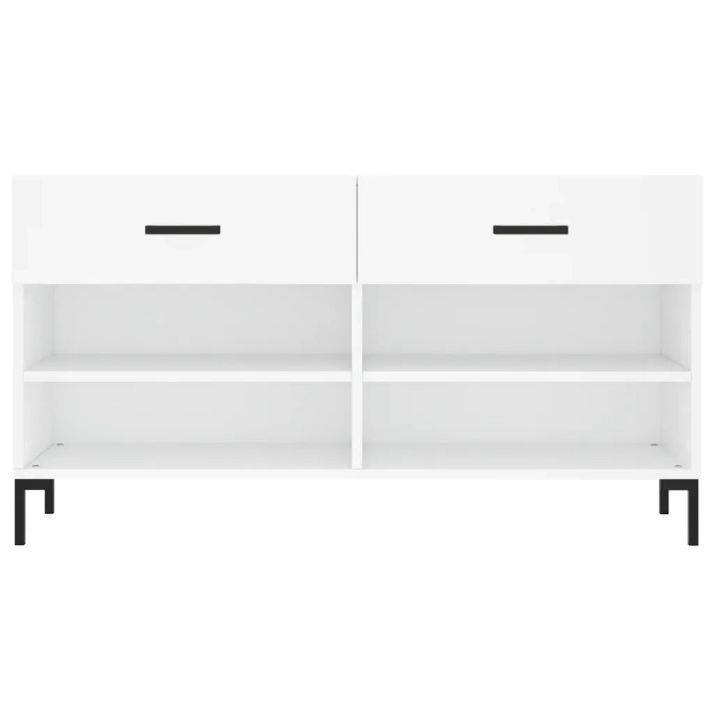 Panca Porta Scarpe-Sgabello-Panca Scarpiera Bianca 102x35x55 cm in Legno Multistrato 142137