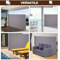 Tenda da Sole Laterale e Avvolgibile (3x1.6m) in Alluminio e Poliestere Imperemabile Anti-UV, per Vento/Privacy