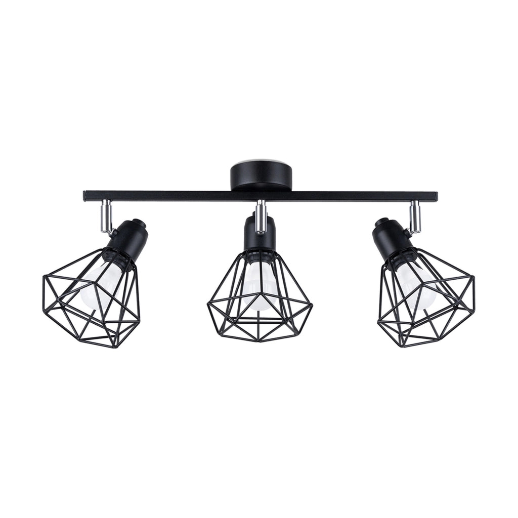 Plafoniera Pure Lume Selara industriale nera 3xE14