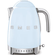 Smeg, bollitore temperatura variabile klf04pbeu 1,7l, più livelli di temperatura, filtro anticalcare lavabile, autospegnimento di sicurezza, indicatore livello acqua, avvolgicavo, potenza 2400w, azzurro