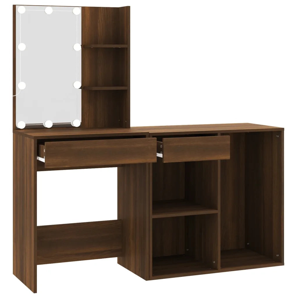 Toeletta con LED e Armadietto Rovere Marrone Legno Multistrato 3120187