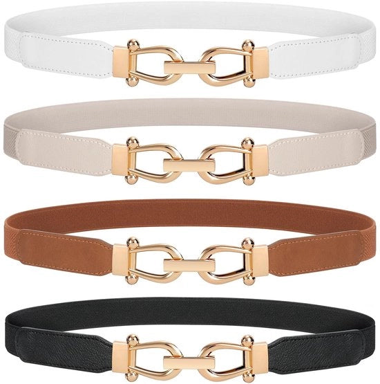 Abito da donna con cintura elastica retro e chiusura a goccia dorata, set da 4.